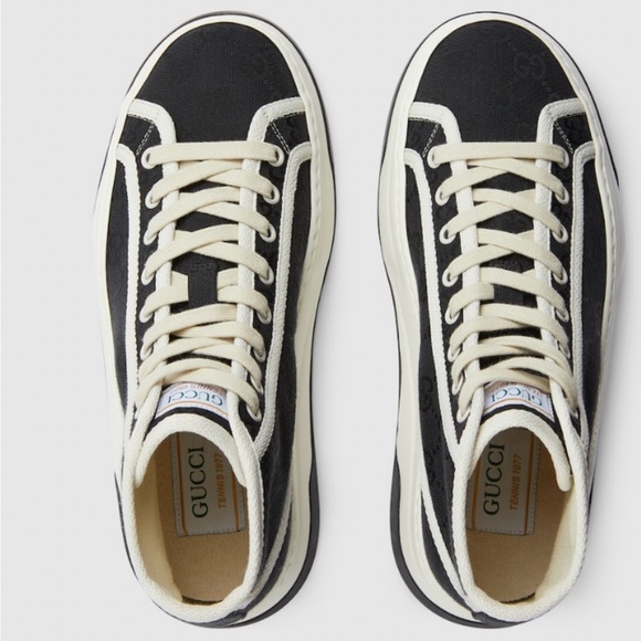 Gucci Black and Cream High-Top Sneakers - Picture 3 of 8